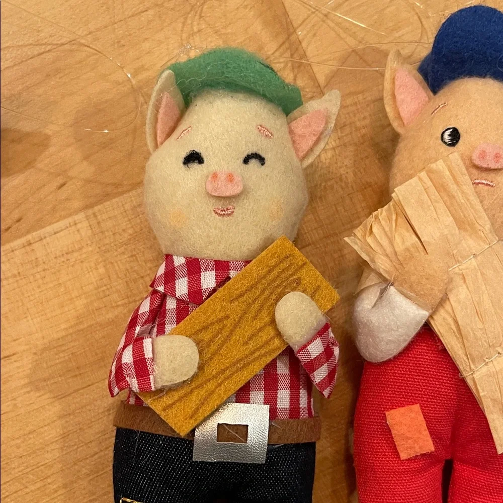 Set of Three Little Pigs 6” Target Ornaments -Soft Felt